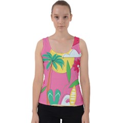 Ocean Watermelon Vibes Summer Surfing Sea Fruits Organic Fresh Beach Nature Velvet Tank Top by Maspions