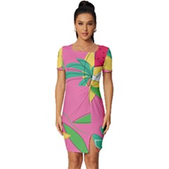 Ocean Watermelon Vibes Summer Surfing Sea Fruits Organic Fresh Beach Nature Fitted Knot Split End Bodycon Dress