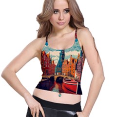 London England Bridge Europe Buildings Architecture Vintage Retro Town City Spaghetti Strap Bra Top