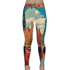 London England Bridge Europe Buildings Architecture Vintage Retro Town City Classic Yoga Leggings by Maspions