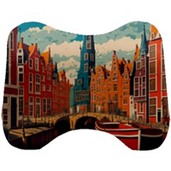 London England Bridge Europe Buildings Architecture Vintage Retro Town City Head Support Cushion