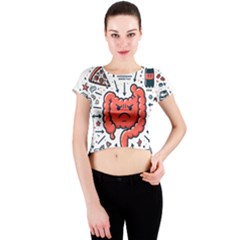 Health Gut Health Intestines Colon Body Liver Human Lung Junk Food Pizza Crew Neck Crop Top by Maspions