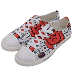 Health Gut Health Intestines Colon Body Liver Human Lung Junk Food Pizza Men s Low Top Canvas Sneakers by Maspions