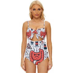 Health Gut Health Intestines Colon Body Liver Human Lung Junk Food Pizza Knot Front One-piece Swimsuit