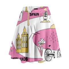 Roadmap Trip Europe Italy Spain France Netherlands Vine Cheese Map Landscape Travel World Journey High Waist Skirt