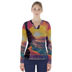 Pretty Art Nice V-neck Long Sleeve Top