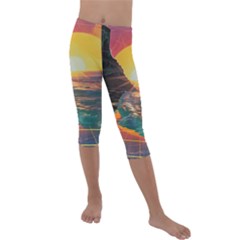 Pretty Art Nice Kids  Lightweight Velour Capri Leggings  by Maspions