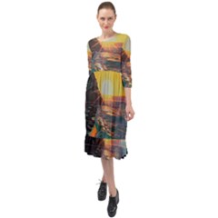 Pretty Art Nice Ruffle End Midi Chiffon Dress by Maspions