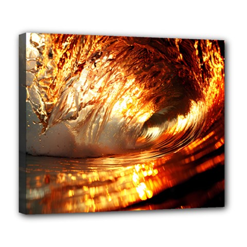 Wave Art Mood Water Sea Beach Deluxe Canvas 24  X 20  (stretched) by Maspions