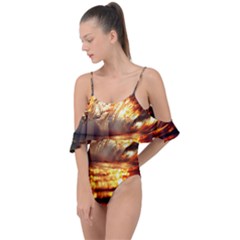 Wave Art Mood Water Sea Beach Drape Piece Swimsuit