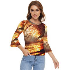 Wave Art Mood Water Sea Beach Bell Sleeve Top