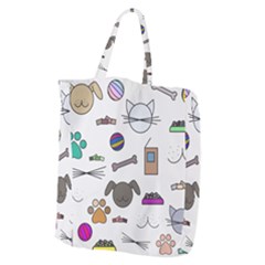 Cat Dog Pet Doodle Cartoon Sketch Cute Kitten Kitty Animal Drawing Pattern Giant Grocery Tote