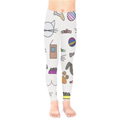 Cat Dog Pet Doodle Cartoon Sketch Cute Kitten Kitty Animal Drawing Pattern Kids  Leggings