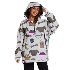 Cat Dog Pet Doodle Cartoon Sketch Cute Kitten Kitty Animal Drawing Pattern Women s Ski And Snowboard Waterproof Breathable Jacket by Bedest