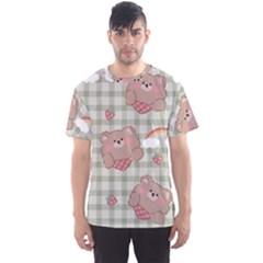 Bear Cartoon Pattern Strawberry Rainbow Nature Animal Cute Design Men s Sport Mesh T-shirt