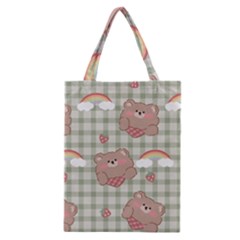 Bear Cartoon Pattern Strawberry Rainbow Nature Animal Cute Design Classic Tote Bag