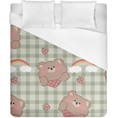 Bear Cartoon Pattern Strawberry Rainbow Nature Animal Cute Design Duvet Cover (california King Size)