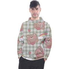 Bear Cartoon Pattern Strawberry Rainbow Nature Animal Cute Design Men s Pullover Hoodie by Bedest