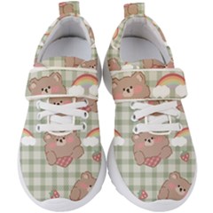 Bear Cartoon Pattern Strawberry Rainbow Nature Animal Cute Design Kids  Velcro Strap Shoes by Bedest
