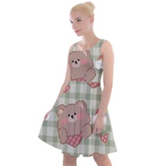 Bear Cartoon Pattern Strawberry Rainbow Nature Animal Cute Design Knee Length Skater Dress