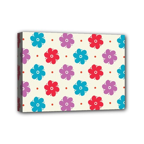 Abstract Art Pattern Colorful Artistic Flower Nature Spring Mini Canvas 7  X 5  (stretched)