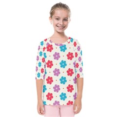 Abstract Art Pattern Colorful Artistic Flower Nature Spring Kids  Quarter Sleeve Raglan T-shirt