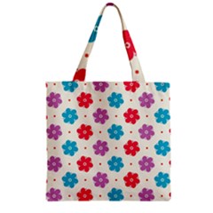 Abstract Art Pattern Colorful Artistic Flower Nature Spring Zipper Grocery Tote Bag