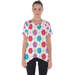 Abstract Art Pattern Colorful Artistic Flower Nature Spring Cut Out Side Drop T-shirt by Bedest