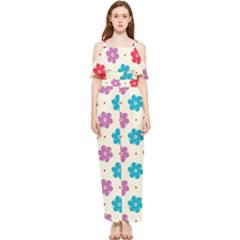 Abstract Art Pattern Colorful Artistic Flower Nature Spring Draped Sleeveless Chiffon Jumpsuit by Bedest