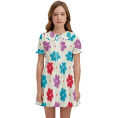 Abstract Art Pattern Colorful Artistic Flower Nature Spring Kids  Sweet Collar Dress by Bedest