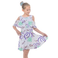 Fish Lilies Sea Aquatic Flowers Algae Bubble Animal Wildlife Nature Ocean Kids  Shoulder Cutout Chiffon Dress by Bedest