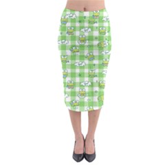 Frog Cartoon Pattern Cloud Animal Cute Seamless Midi Pencil Skirt