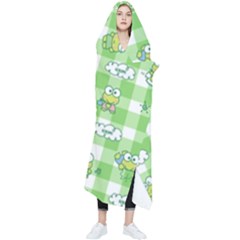 Frog Cartoon Pattern Cloud Animal Cute Seamless Wearable Blanket by Bedest