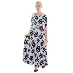 Bacteria Virus Monster Pattern Half Sleeves Maxi Dress