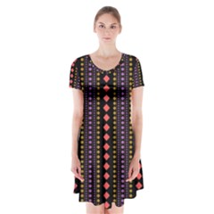 Beautiful Digital Graphic Unique Style Standout Graphic Short Sleeve V-neck Flare Dress by Bedest
