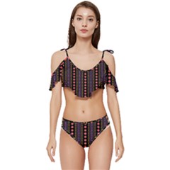 Beautiful Digital Graphic Unique Style Standout Graphic Ruffle Edge Tie Up Bikini Set	 by Bedest