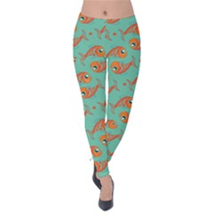 Cute Fish Underwater Sea Ocean Nature Aquarium Goldfish Marine Water Velvet Leggings by Bedest