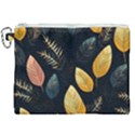 Gold Yellow Leaves Fauna Dark Background Dark Black Background Black Nature Forest Texture Wall Wall Canvas Cosmetic Bag (XXL) View1