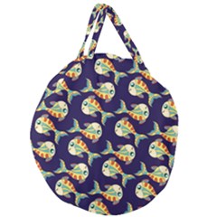 Fish Abstract Animal Art Nature Texture Water Pattern Marine Life Underwater Aquarium Aquatic Giant Round Zipper Tote by Bedest