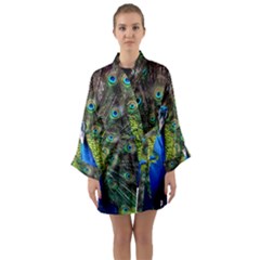 Peacock Bird Feathers Pheasant Nature Animal Texture Pattern Long Sleeve Satin Kimono by Bedest