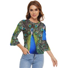 Peacock Bird Feathers Pheasant Nature Animal Texture Pattern Bell Sleeve Top