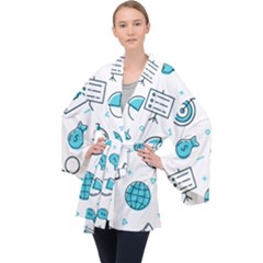 Pattern Business Graphics Seamless Background Texture Desktop Design Concept Geometric Long Sleeve Velvet Kimono  by Bedest