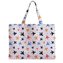 Airplane Pattern Plane Aircraft Fabric Style Simple Seamless Zipper Mini Tote Bag