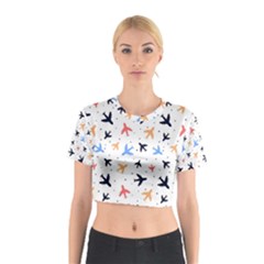 Airplane Pattern Plane Aircraft Fabric Style Simple Seamless Cotton Crop Top