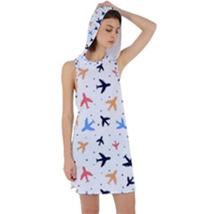 Airplane Pattern Plane Aircraft Fabric Style Simple Seamless Racer Back Hoodie Dress by Bedest