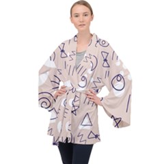 Abstract Leaf Nature Natural Beautiful Summer Pattern Long Sleeve Velvet Kimono 