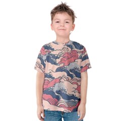 Waves Ocean Sea Water Pattern Rough Seas Digital Art Nature Nautical Kids  Cotton T-shirt