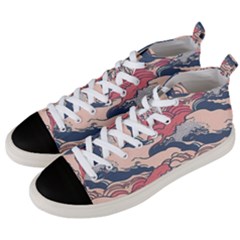 Waves Ocean Sea Water Pattern Rough Seas Digital Art Nature Nautical Men s Mid-top Canvas Sneakers