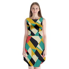 Geometric Pattern Retro Colorful Abstract Sleeveless Chiffon Dress   by Bedest