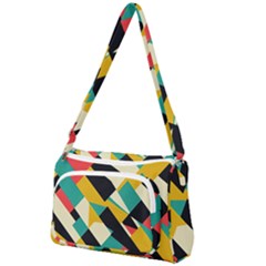 Geometric Pattern Retro Colorful Abstract Front Pocket Crossbody Bag by Bedest